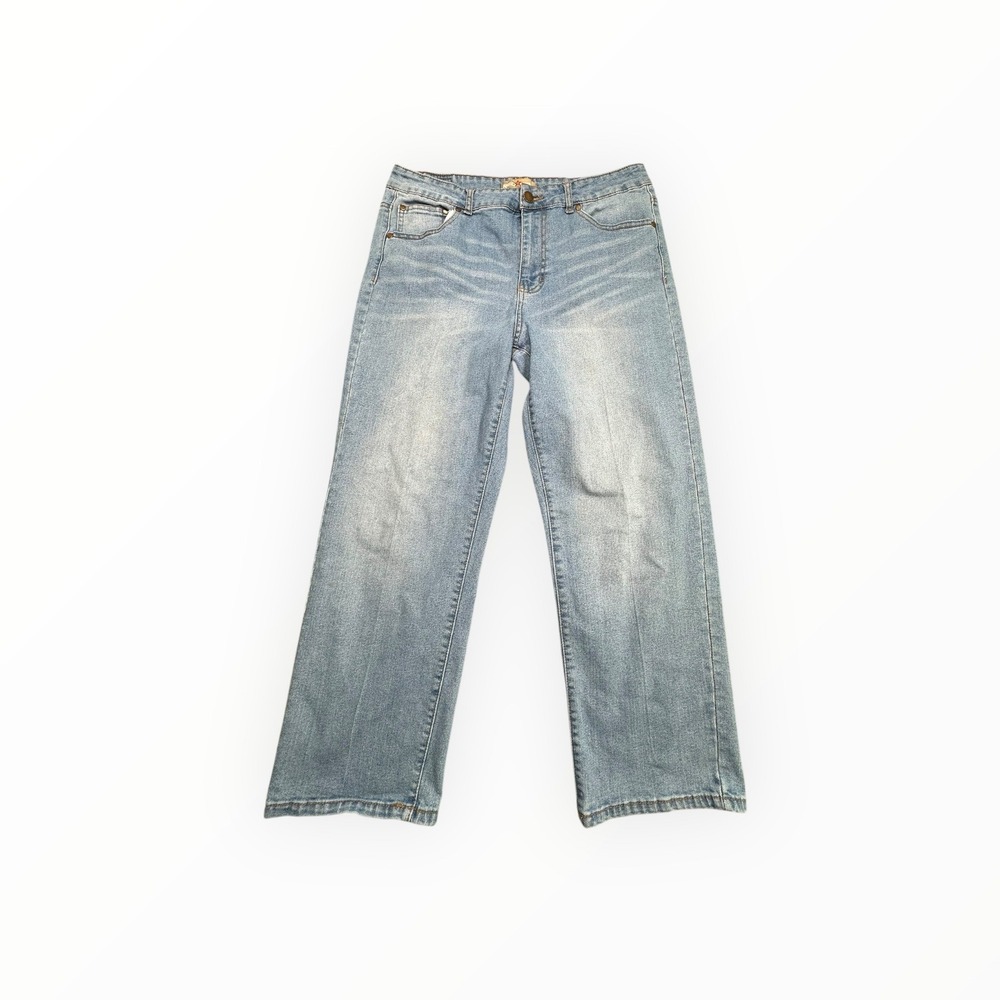 Red Star Wide Leg Jeans Womens 12/31 Blue Light Wash High Rise Denim Pants